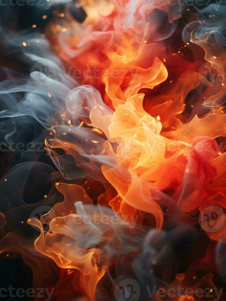 a close up image of smoke and fire on a black background generative ai photo