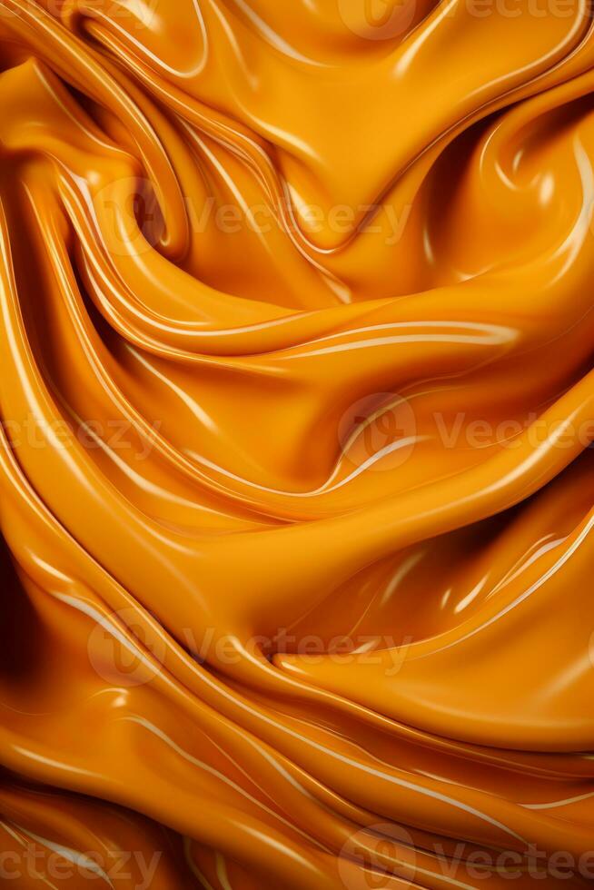 a close up image of orange liquid flowing over a surface generative ai photo