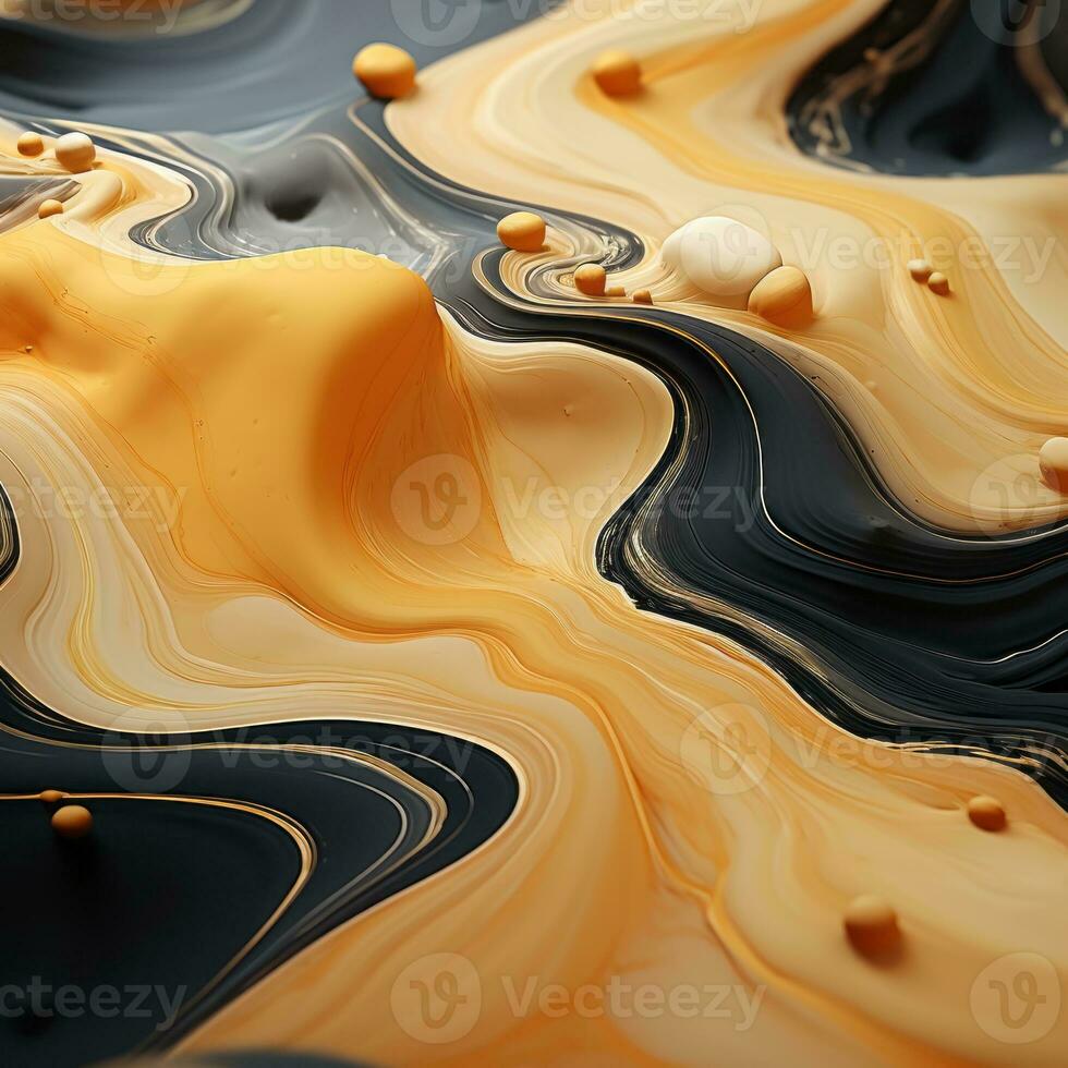 a close up of a black yellow and white liquid generative ai photo