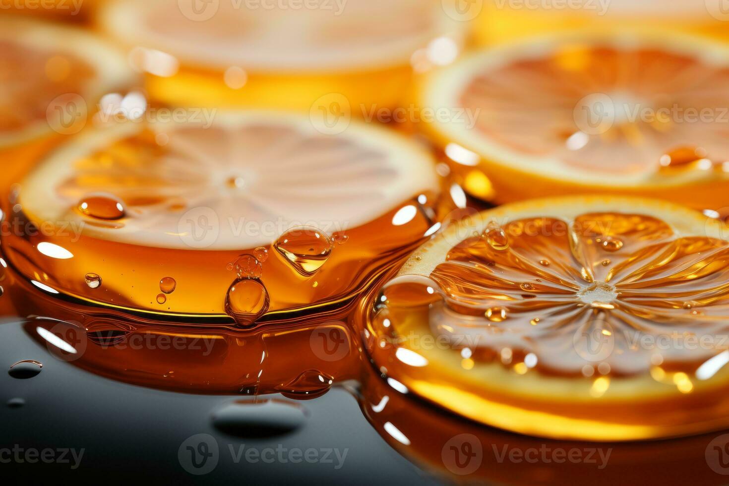 a close up of a bunch of orange slices with water droplets on them generative ai photo