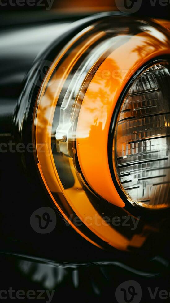 a close up of a cars headlight generative ai photo