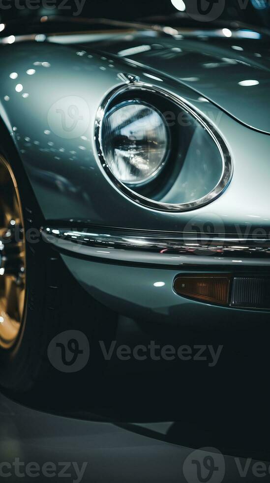a close up of a classic car on display generative ai photo