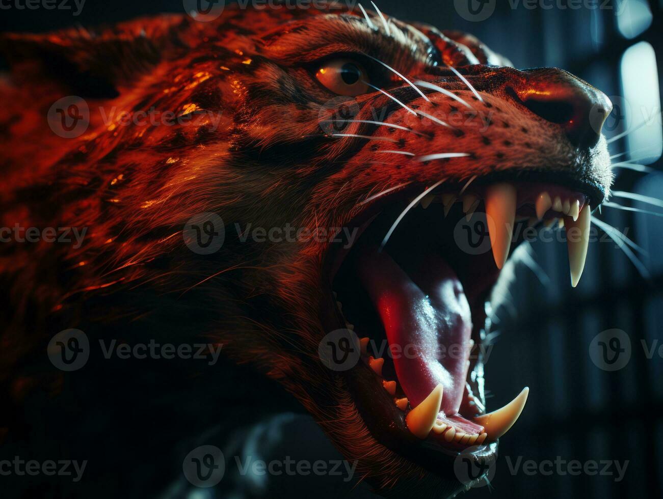 a close up of a cat with its mouth open generative ai photo