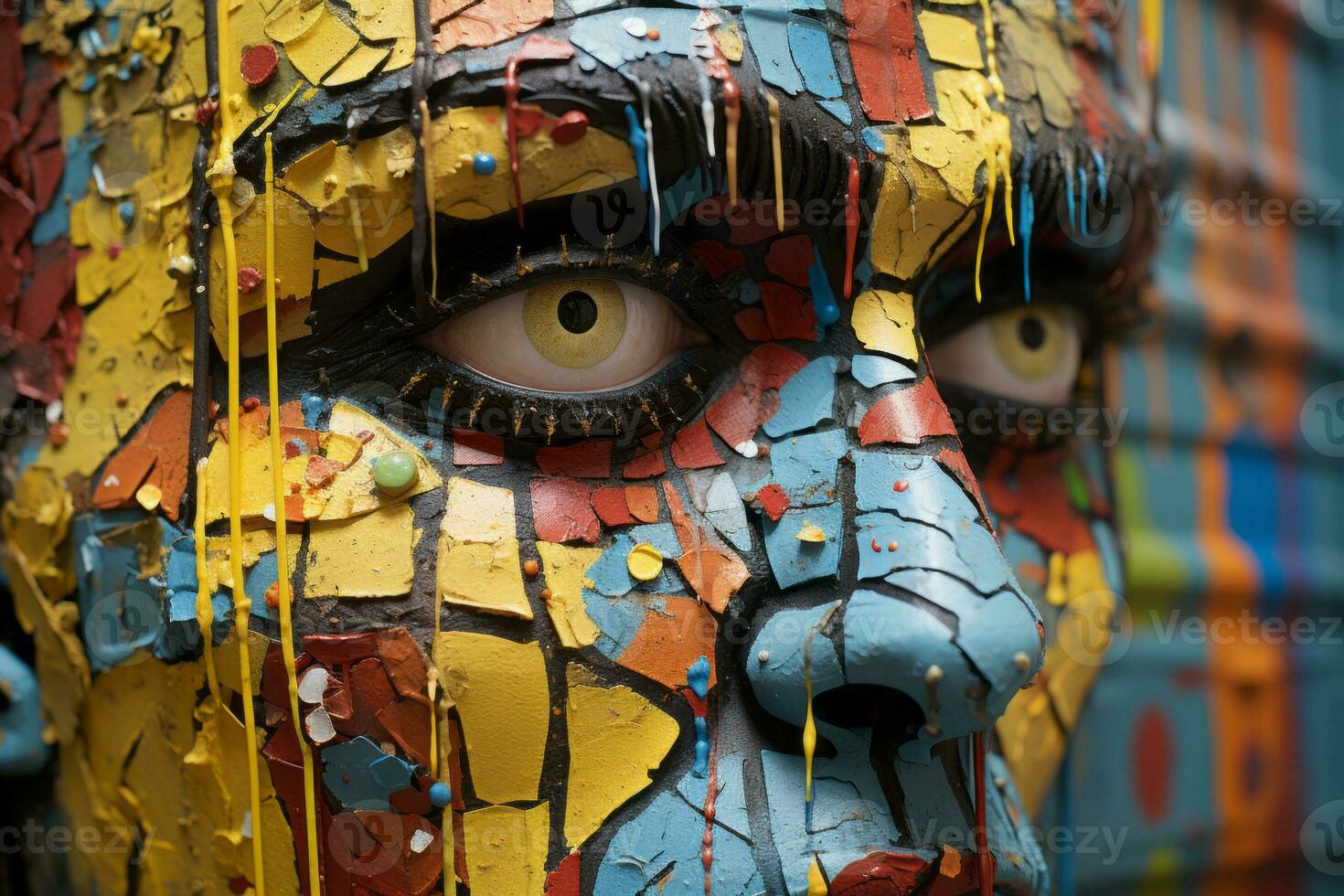 a close up of a colorful face with paint on it generative ai photo