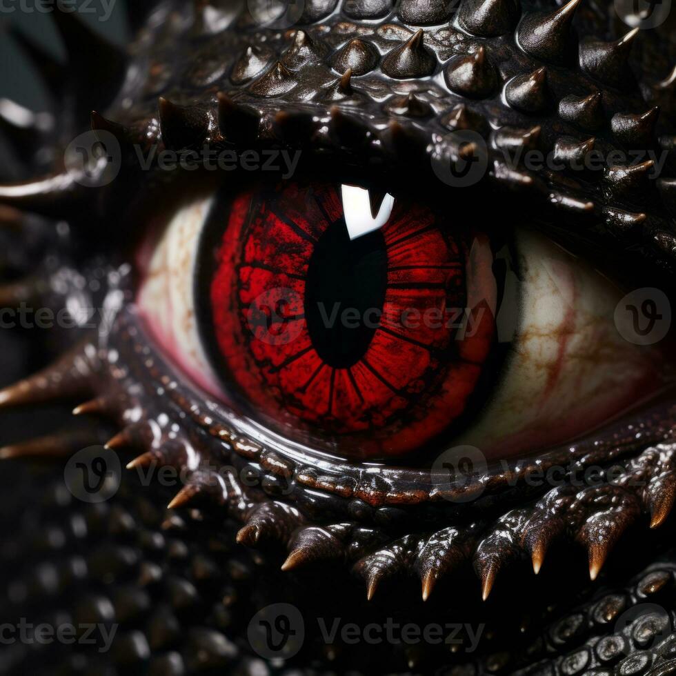 a close up of a dragon eye with red iris generative ai photo