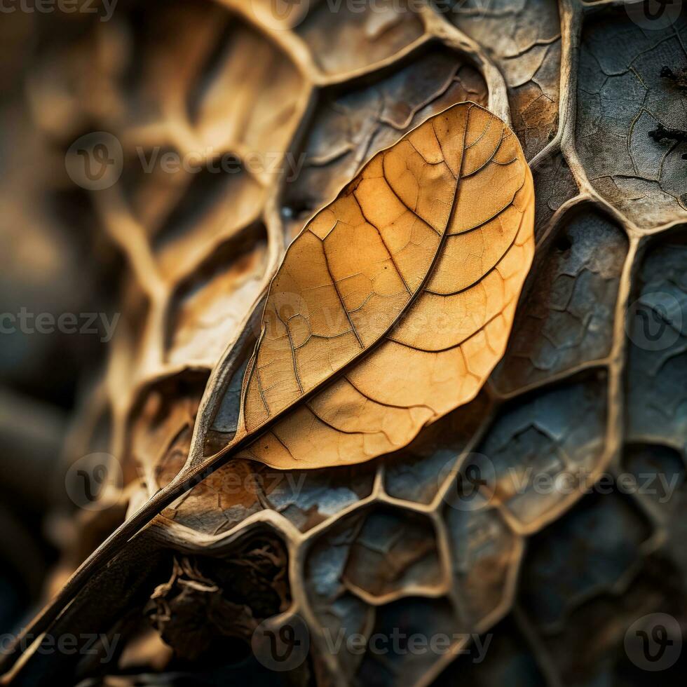 a close up of a leaf on a rock generative ai photo