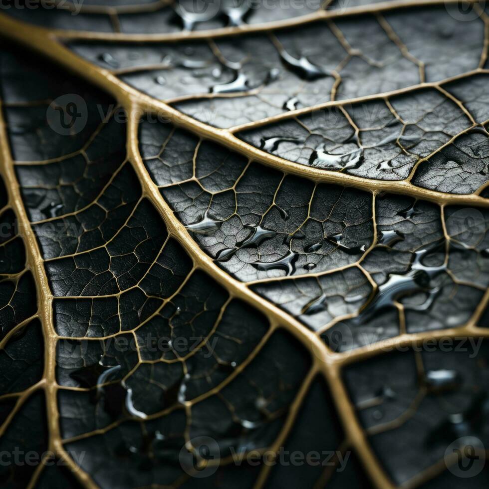 a close up of a leaf with water droplets on it generative ai photo