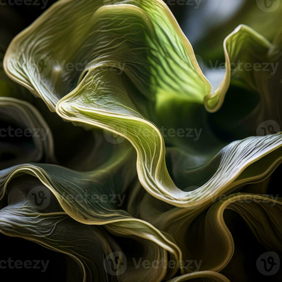 a close up of a leaf with wavy lines generative ai photo