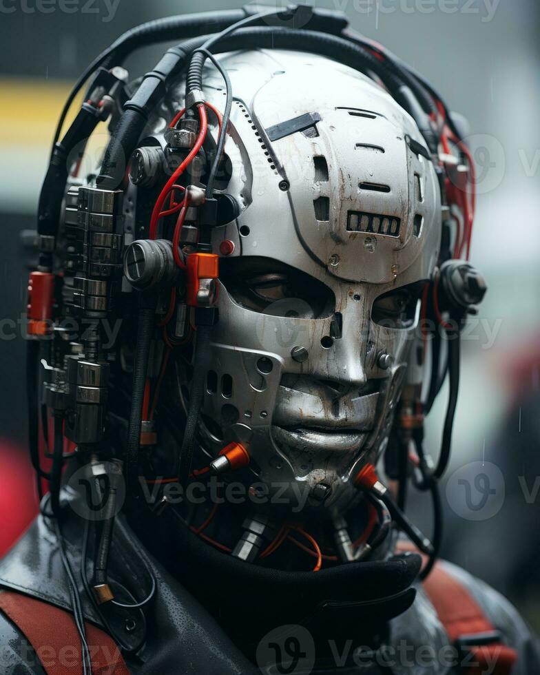 a close up of a man wearing a helmet generative ai photo
