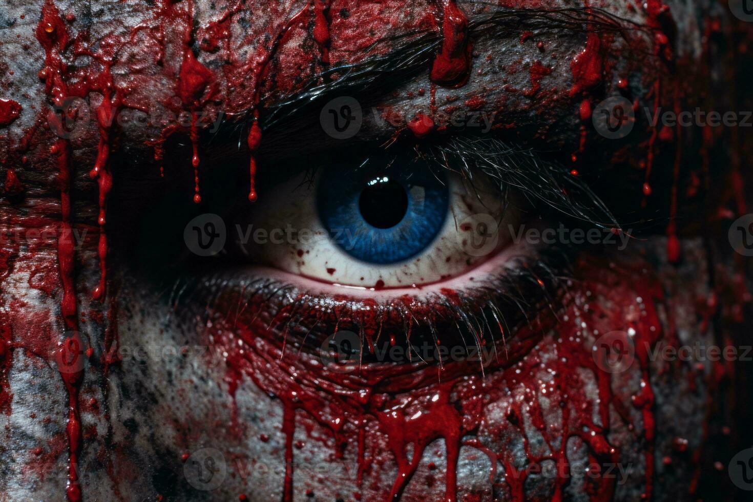 a close up of a mans face covered in blood generative ai photo