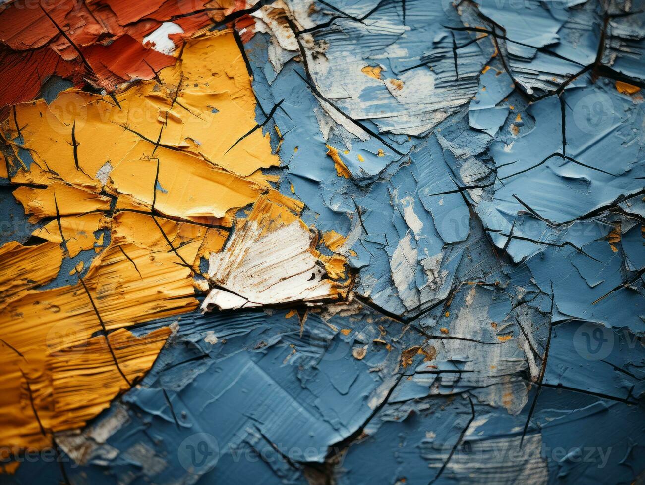 a close up of a painted wall with peeling paint generative ai photo