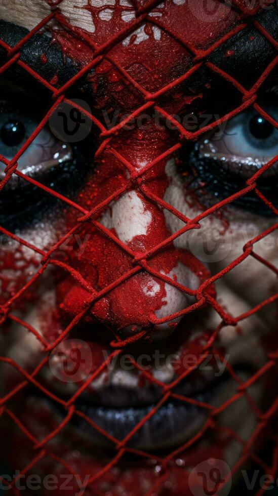a close up of a person with blood on their face generative ai photo