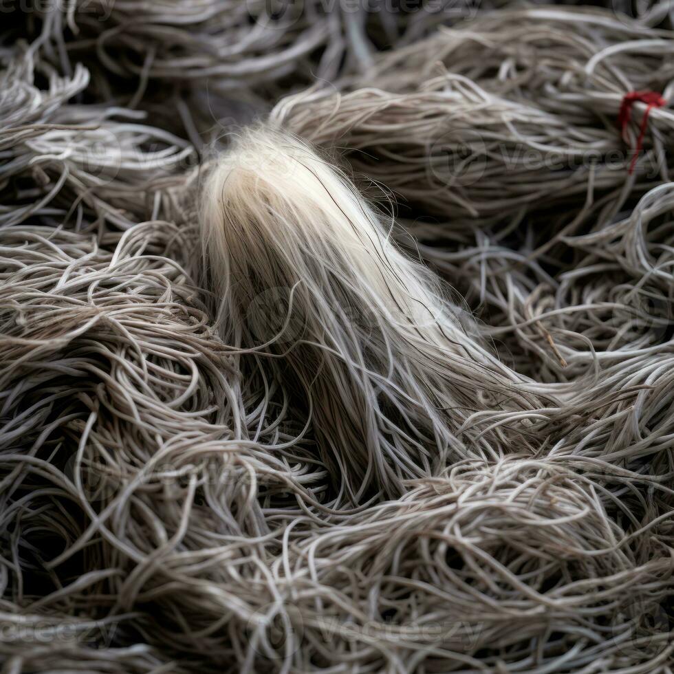 a close up of a pile of white hair generative ai photo