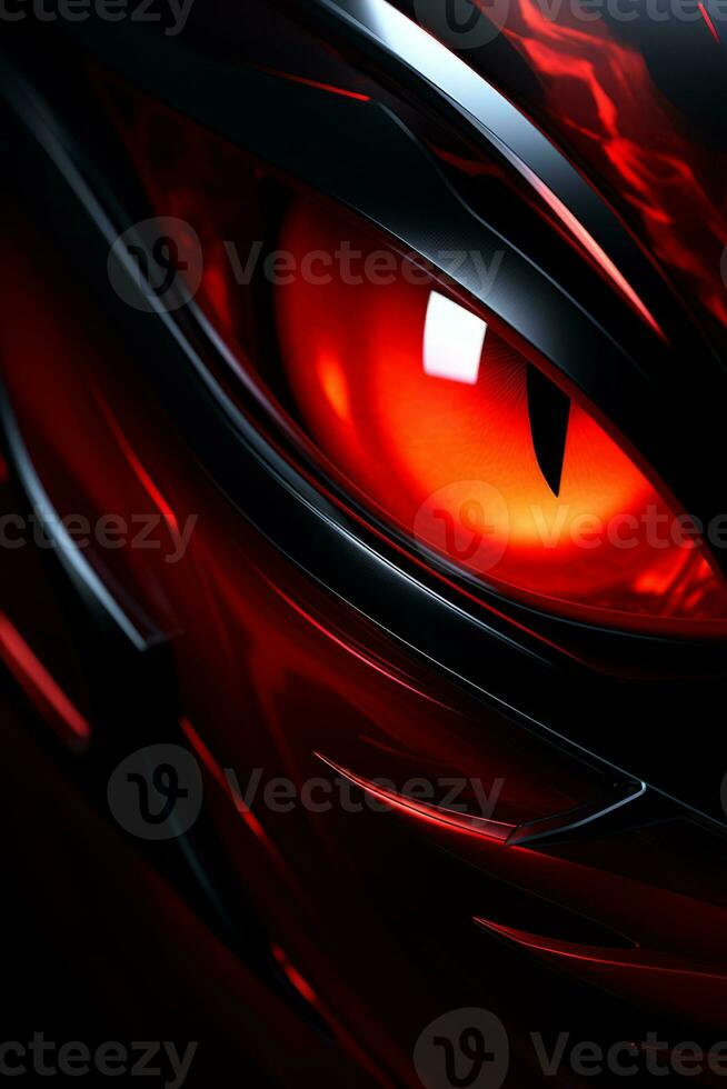 a close up of a red eye on a black background generative ai photo