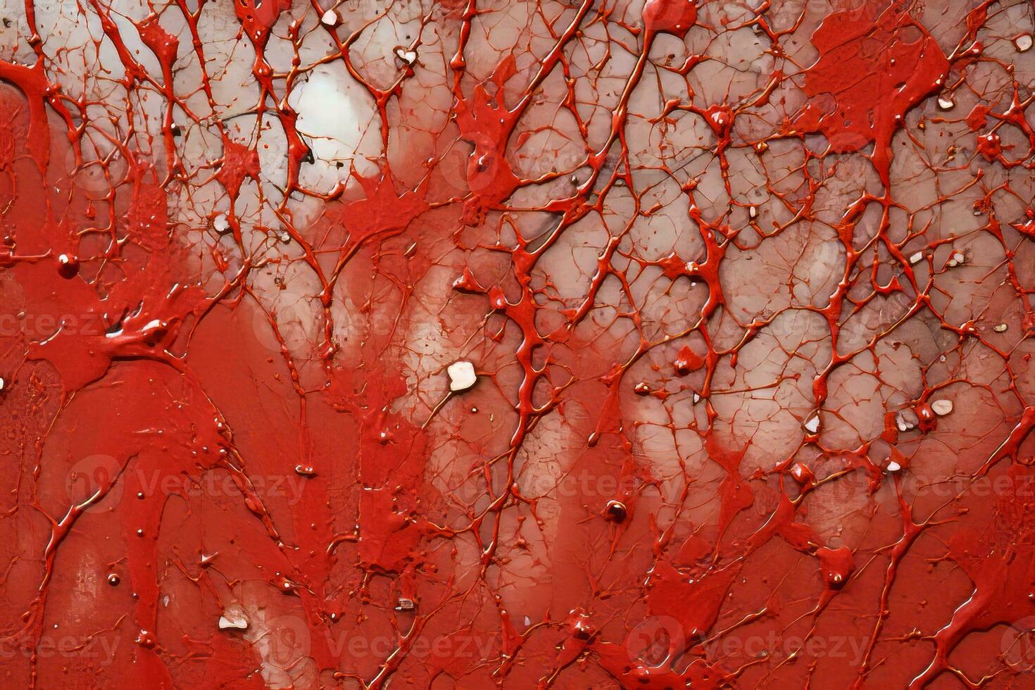 a close up of a red paint splattered wall generative ai photo
