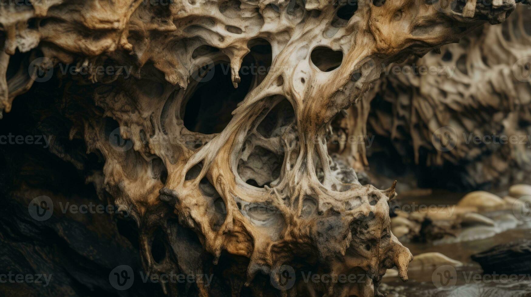 a close up of a rock formation in the ocean generative ai photo