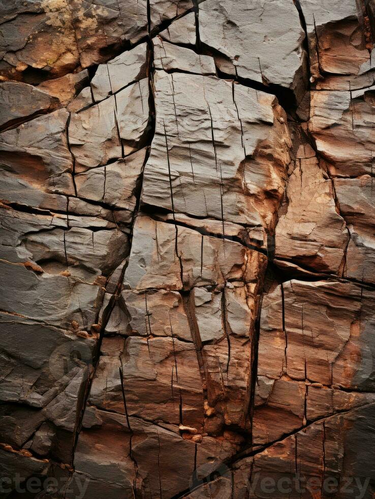 a close up of a rock wall with cracks in it generative ai photo