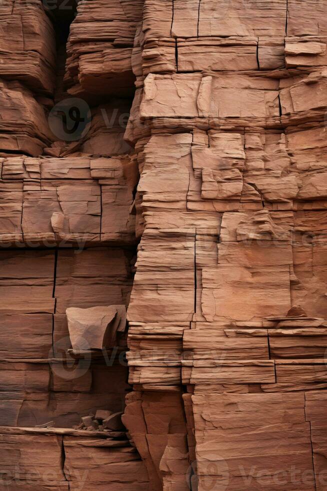 a close up of a rock wall that has many cracks in it generative ai photo