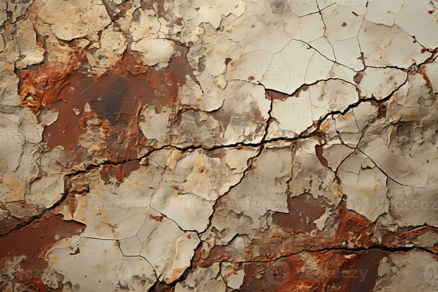 a close up of a rusty wall with peeling paint generative ai photo
