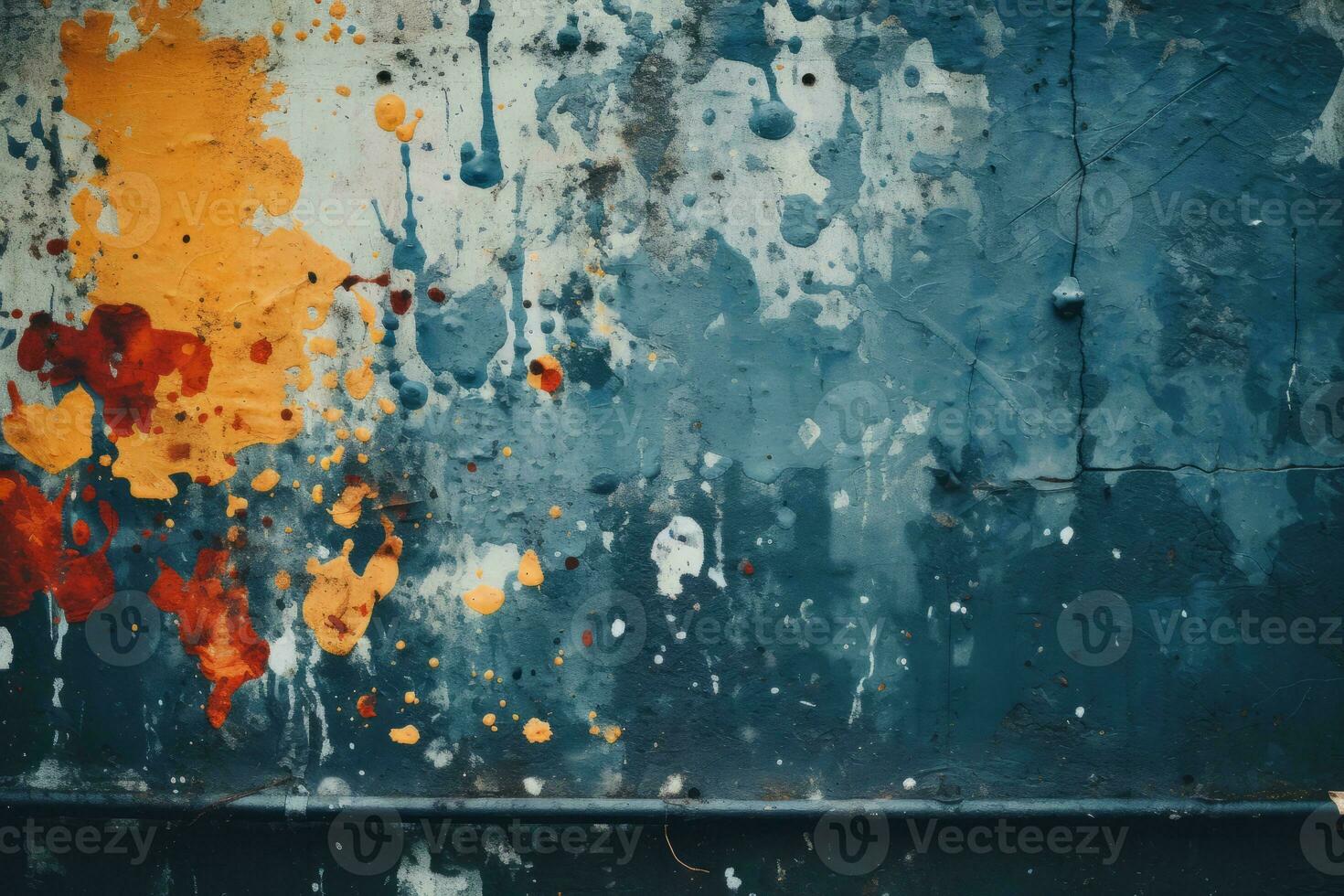 a close up of a wall with paint splattered on it generative ai photo