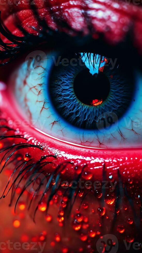 a close up of a womans eye with water droplets on it generative ai photo