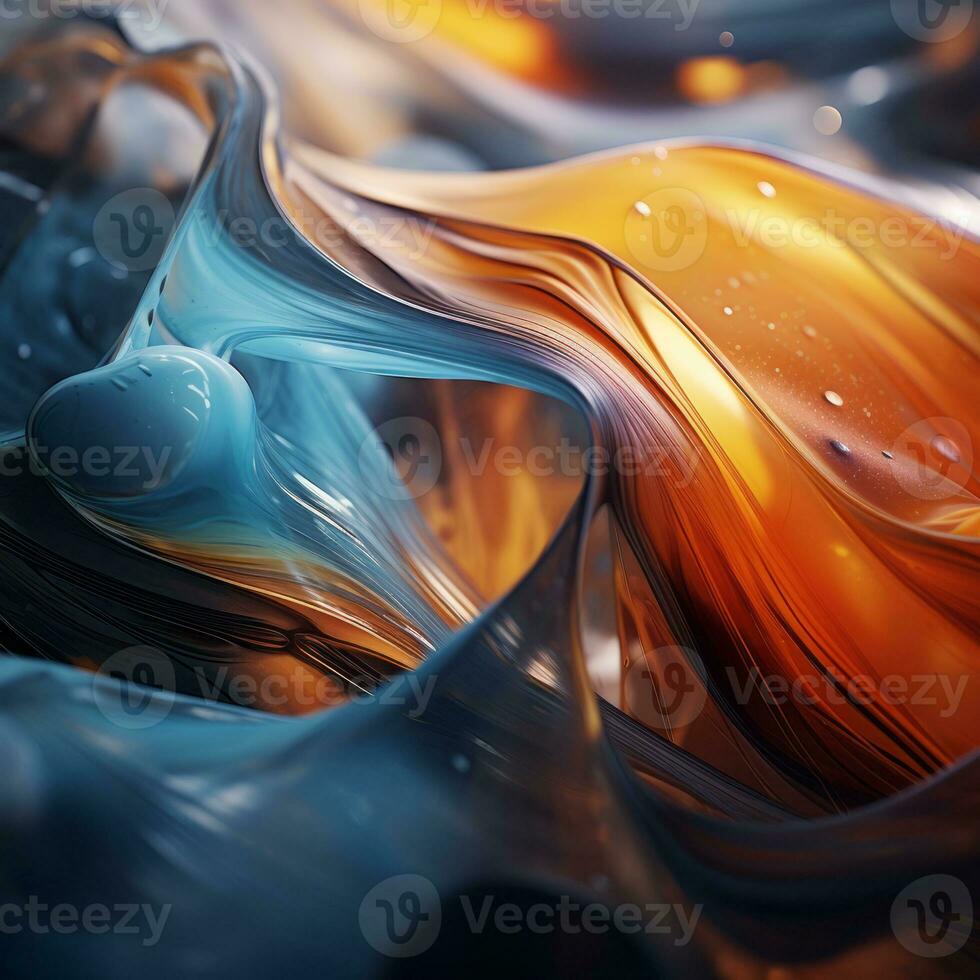 a close up of an abstract painting with orange blue and black colors generative ai photo