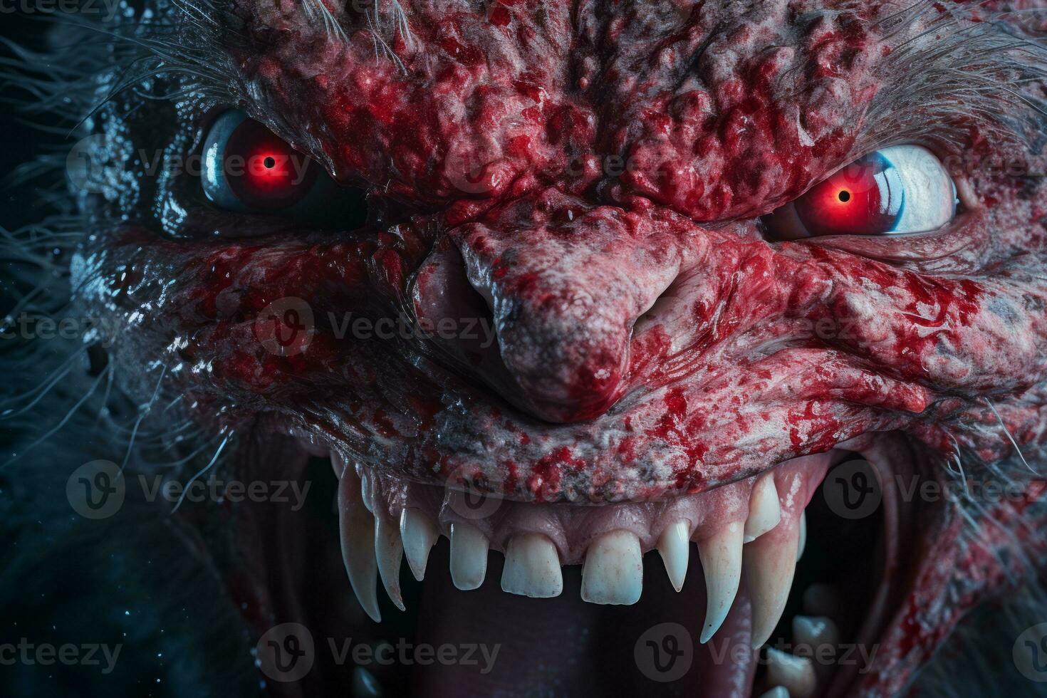 a close up of an angry monster with red eyes generative ai photo