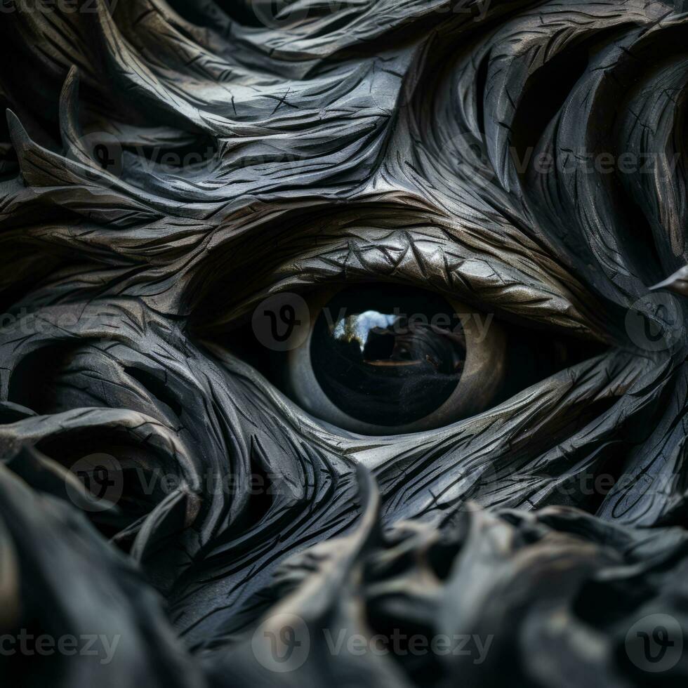 a close up of an eye made out of wood generative ai photo