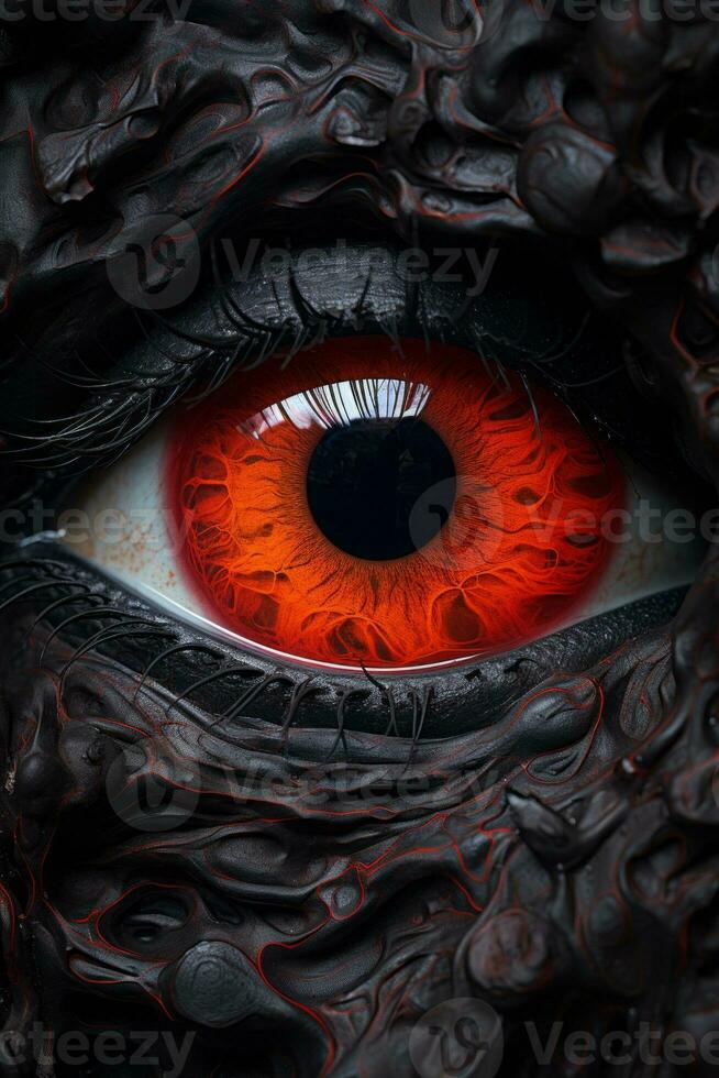 a close up of an eye with a red iris generative ai photo
