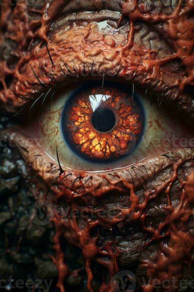 a close up of an eye with blood on it generative ai photo