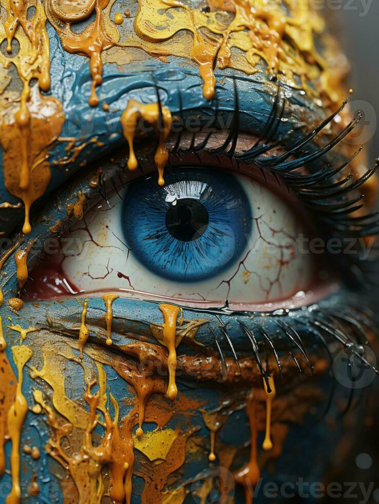 a close up of an eye with paint on it generative ai photo