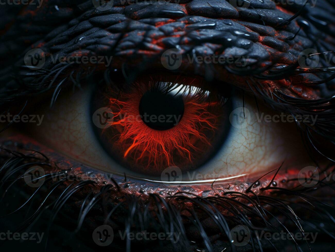 a close up of an eye with red iris generative ai photo