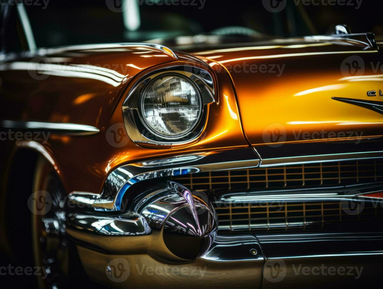 a close up of an old classic car generative ai photo