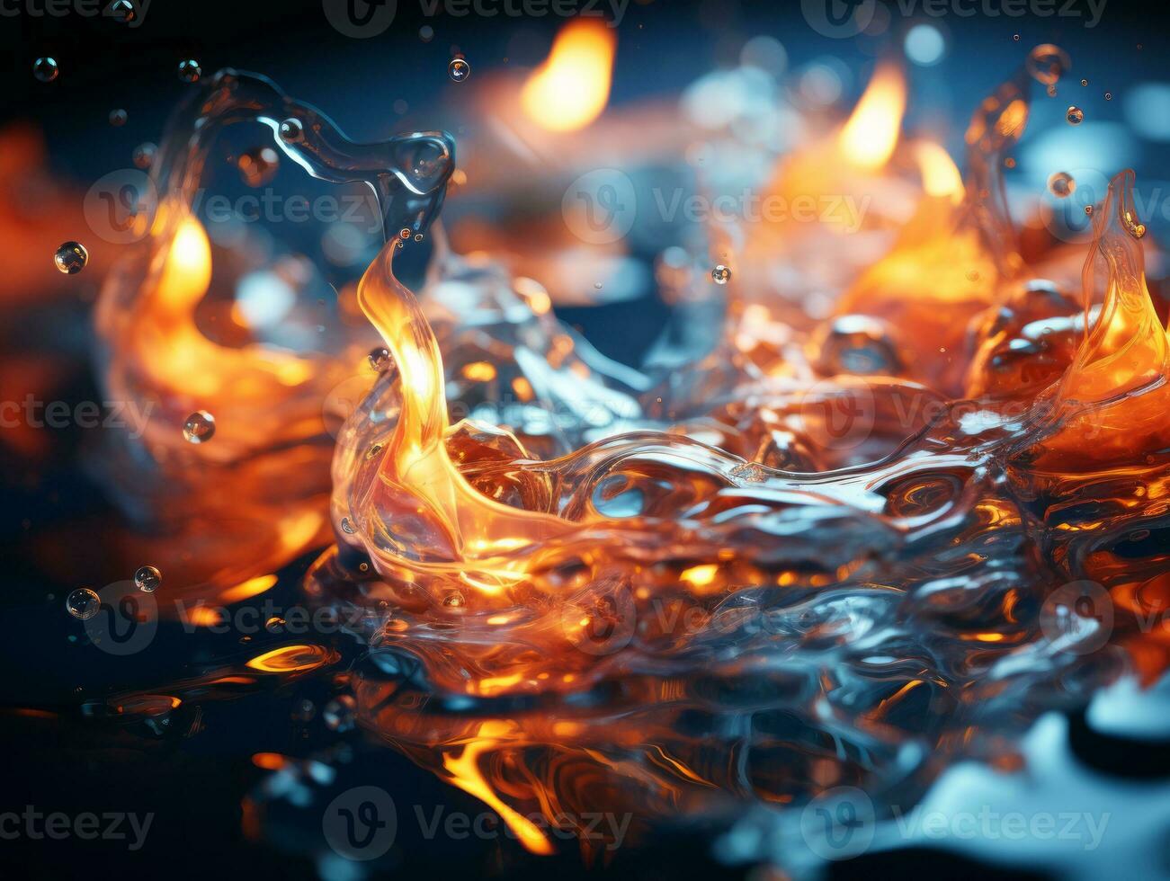 a close up of fire and water on a black background generative ai photo