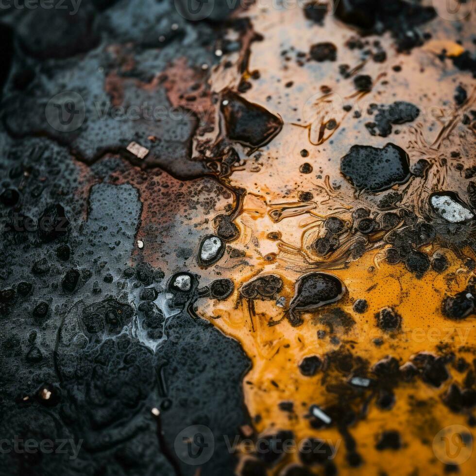 a close up of oil and water on a black surface generative ai photo