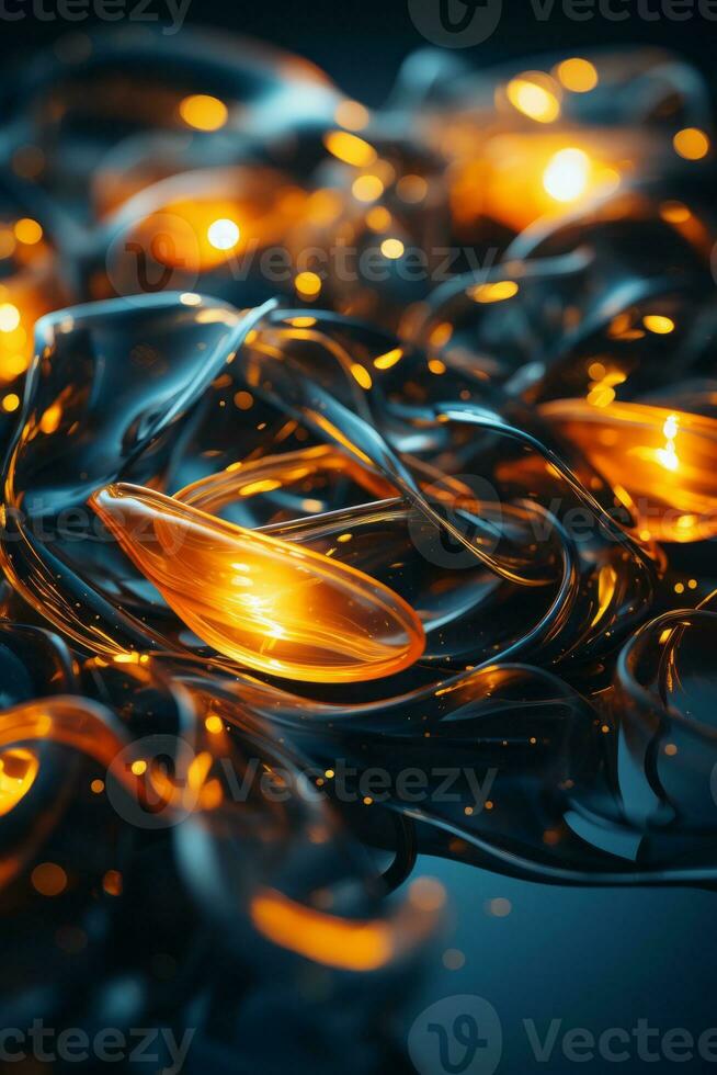 a close up of some glowing lights on a black background generative ai photo