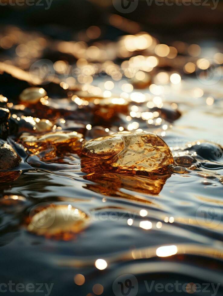 a close up of some rocks in the water generative ai photo
