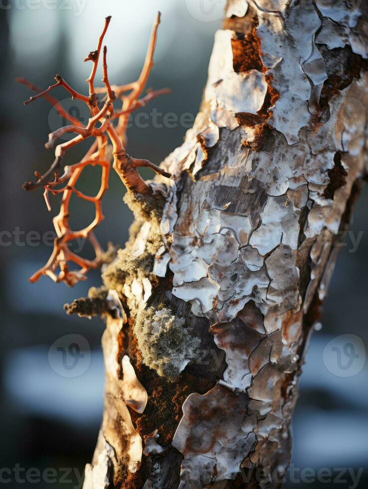 a close up of the bark of a birch tree generative ai photo