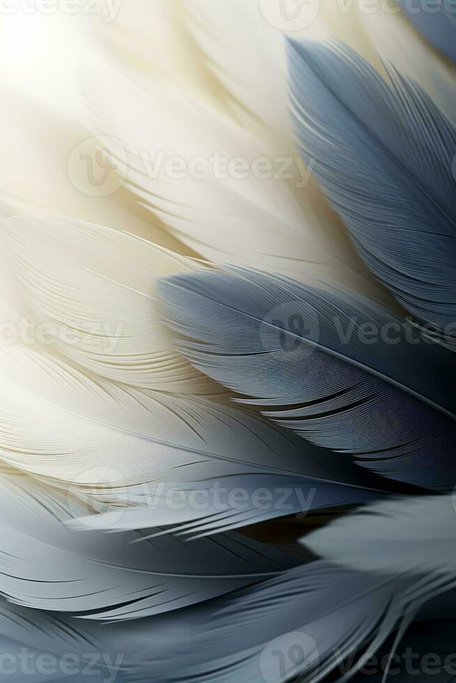 a close up of some white and blue feathers generative ai photo