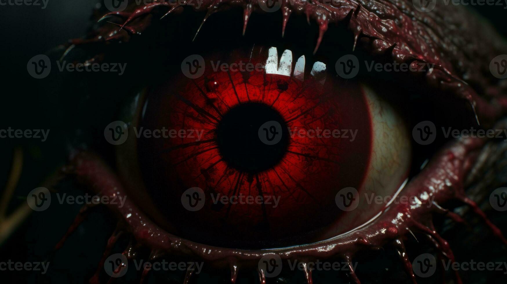 a close up of the eye of a monster generative ai photo