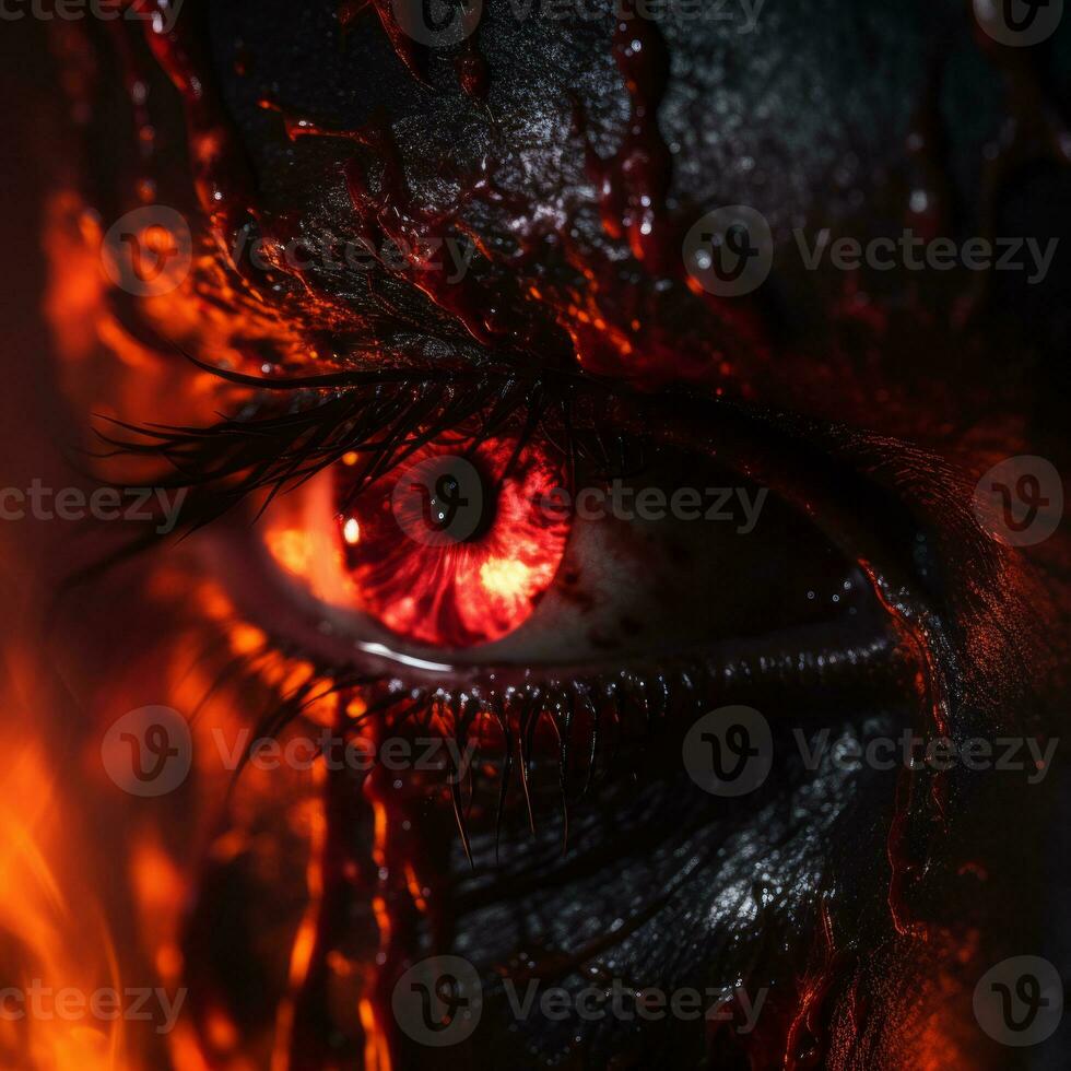 a close up of the eye of a person with red eyes generative ai photo
