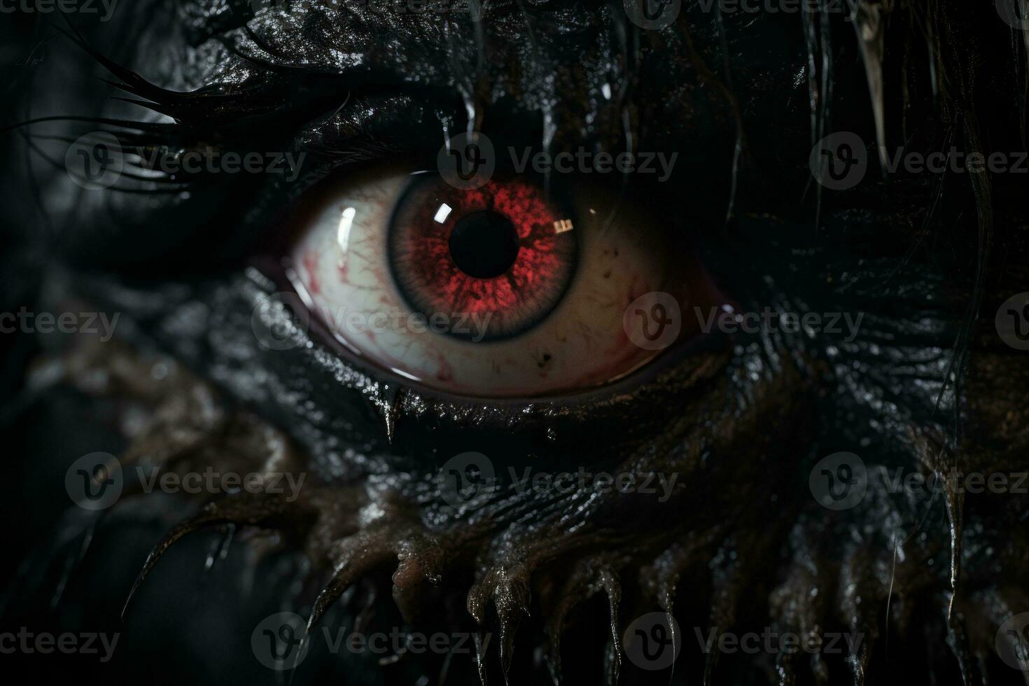 a close up of the eye of a monster generative ai photo