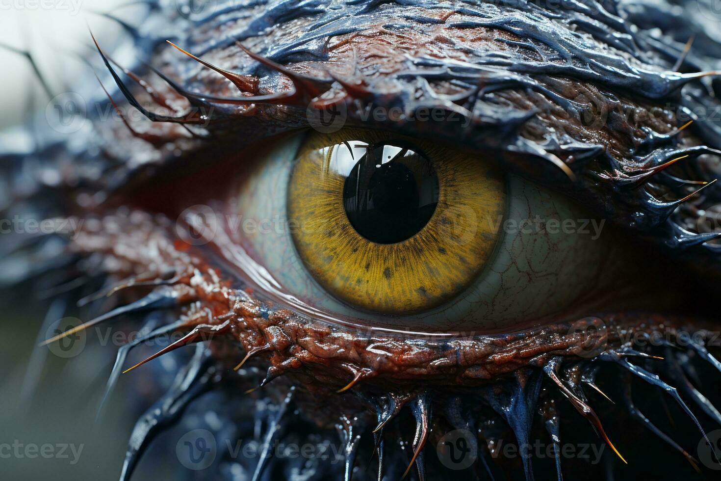 a close up of the eye of a monster generative ai photo