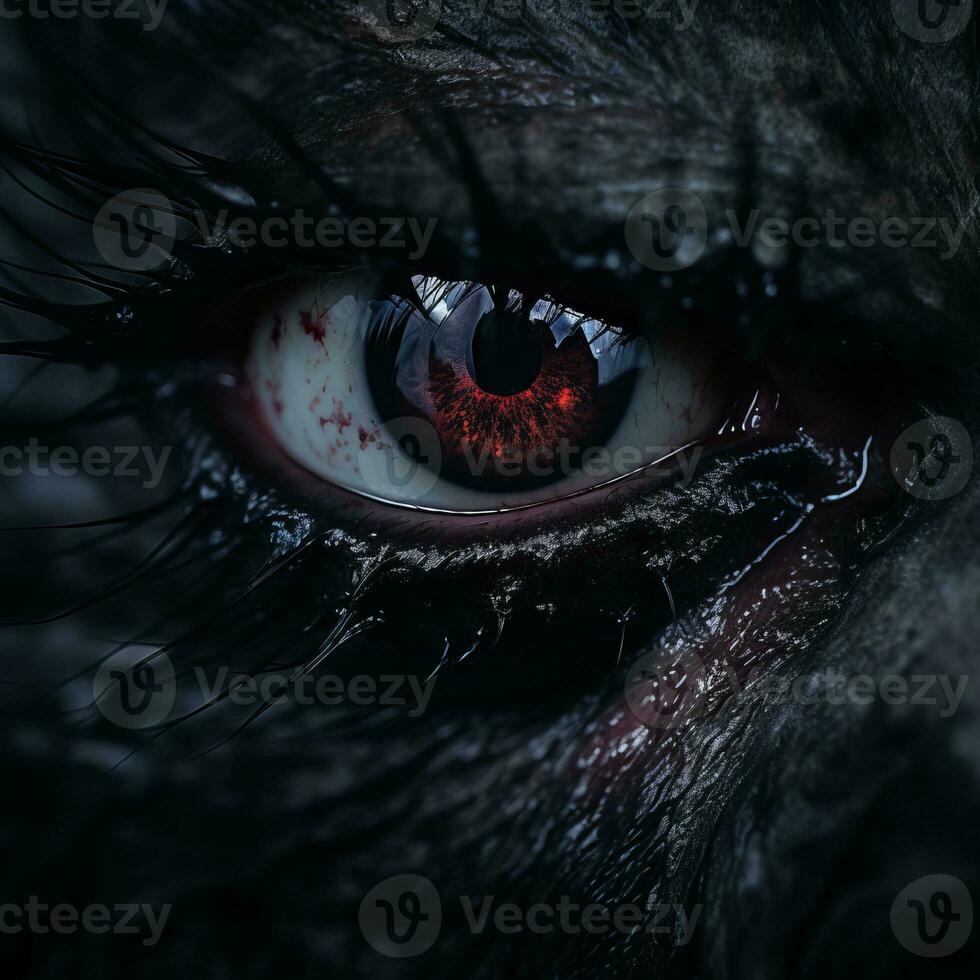 a close up of the eye of a werewolf generative ai photo