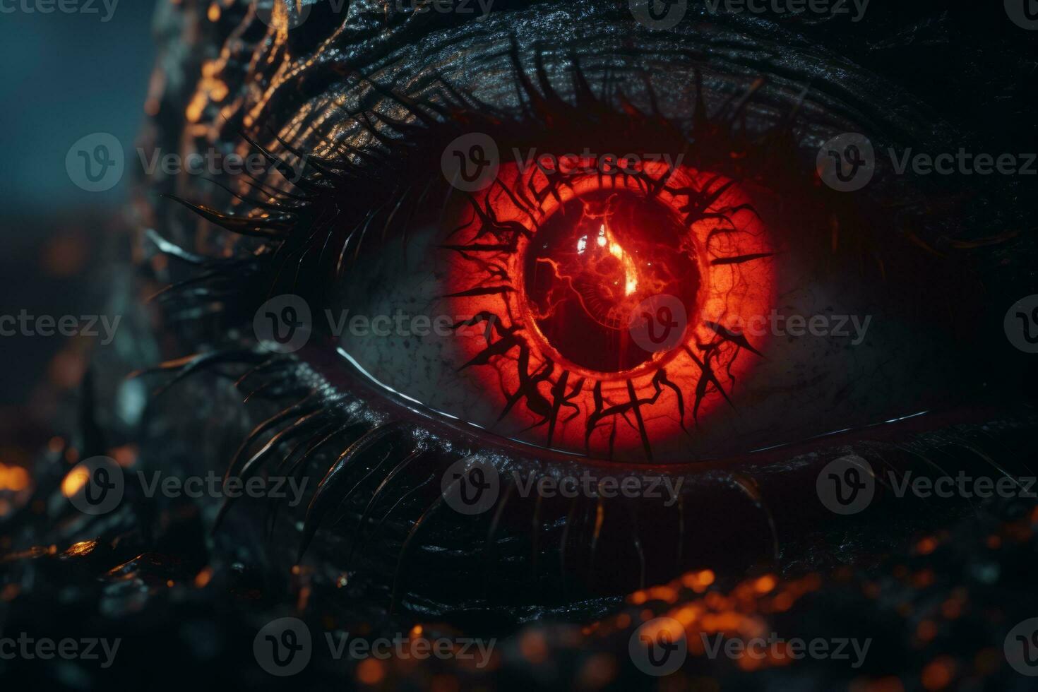 a close up of the eye of a monster generative ai photo