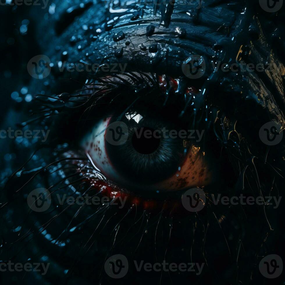a close up of the eye of a zombie generative ai photo