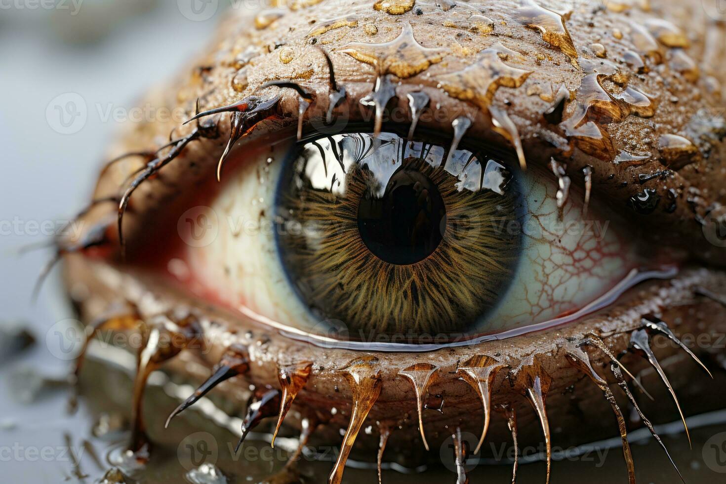 a close up of the eye of an alligator generative ai photo