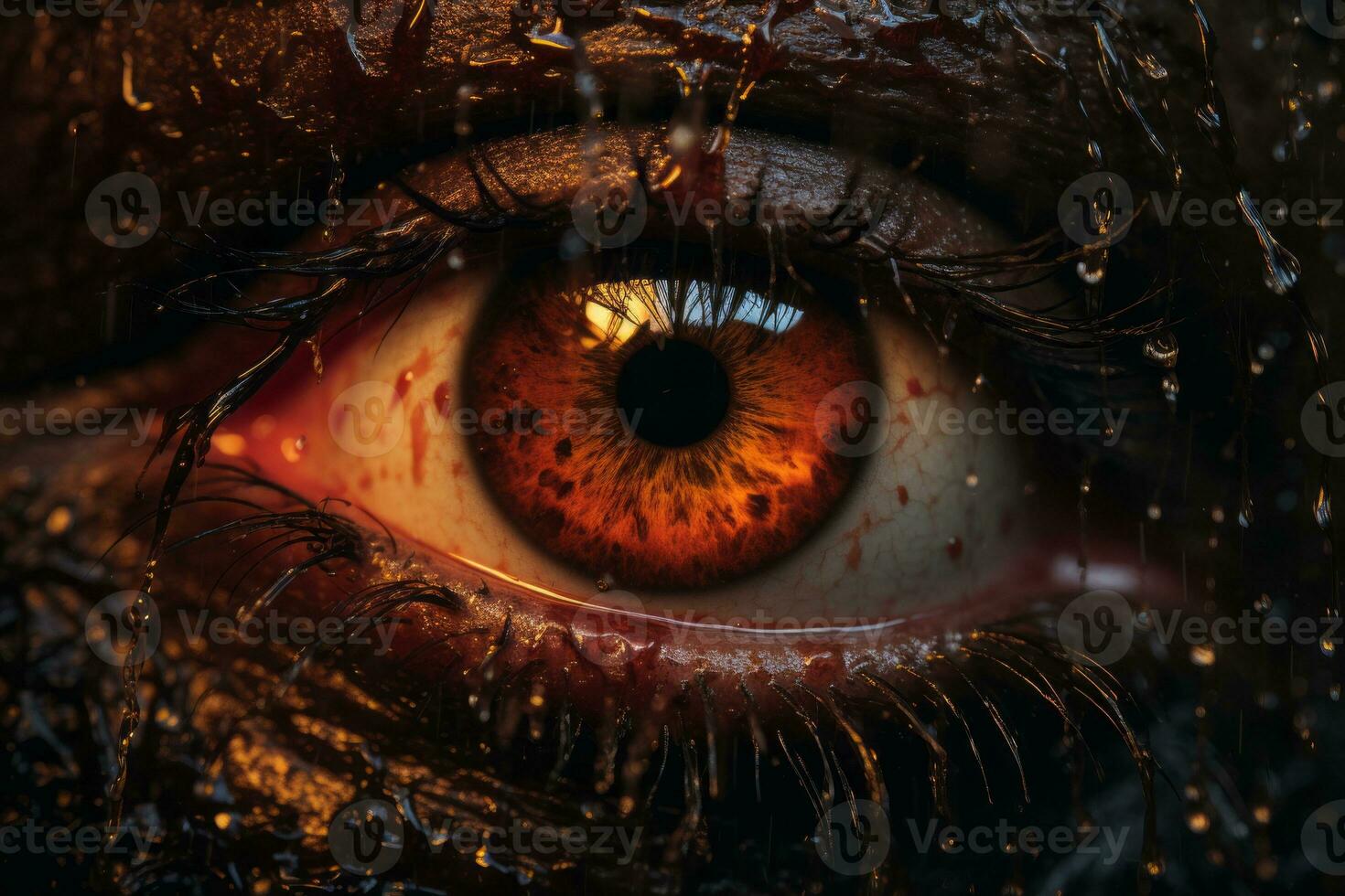 a close up of the eye of a zombie generative ai photo