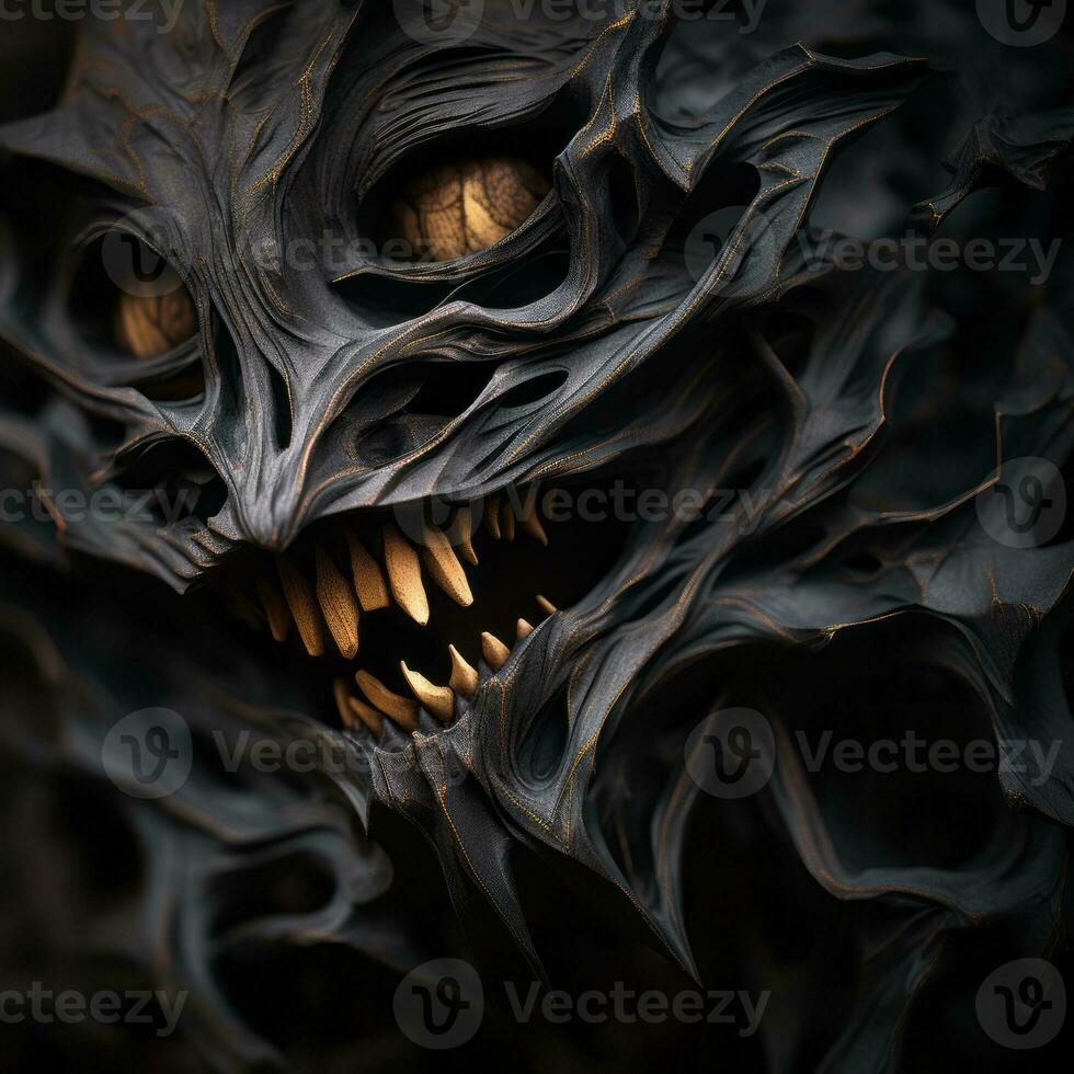 a close up of the face of an evil monster generative ai photo