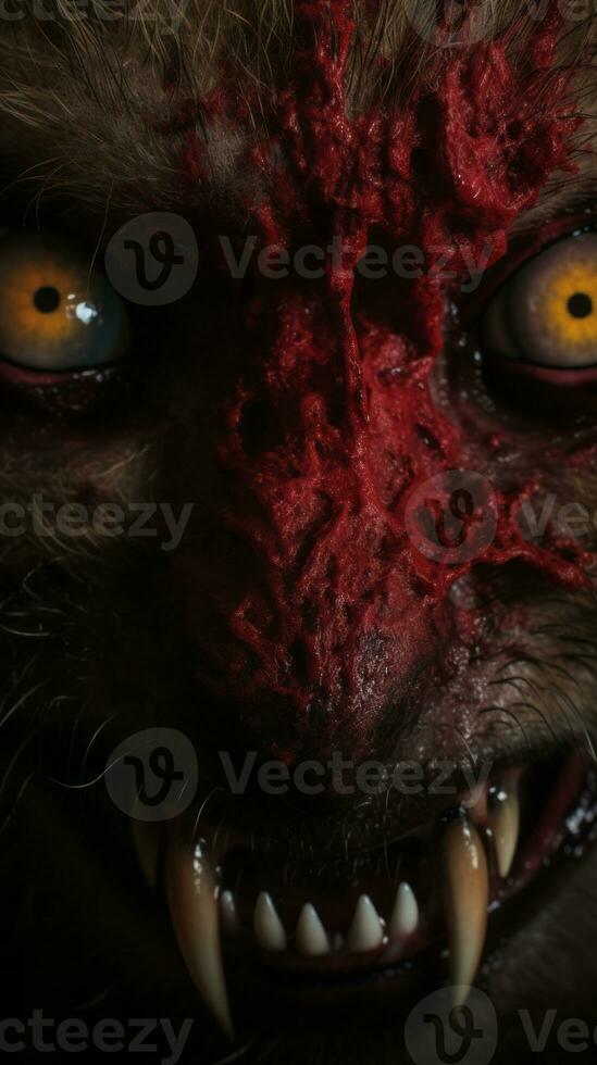 a close up of the face of a werewolf generative ai photo